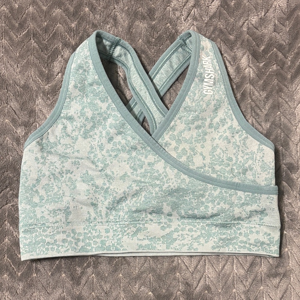 Gymshark Crossover Women's Teal Patterned Sports Bra